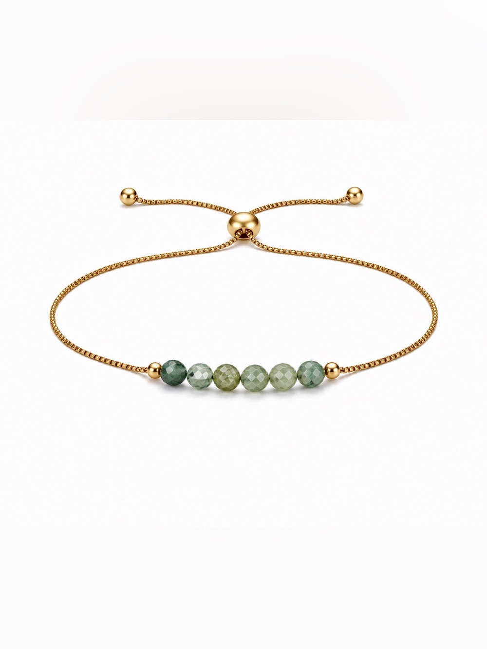 Faceted Emerald Adjustable Bracelet